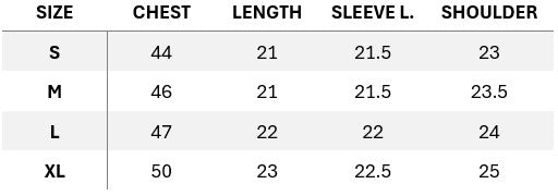 SIZE CHART