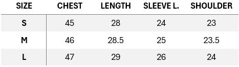 SIZE CHART