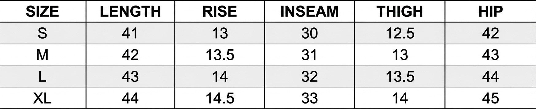 SIZE CHART