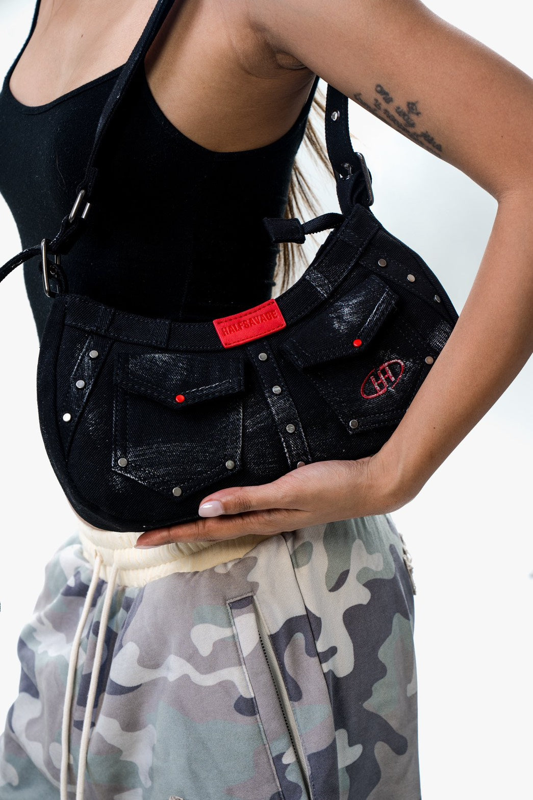 Waxed Denim Shoulder Bag