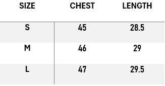 SIZE CHART