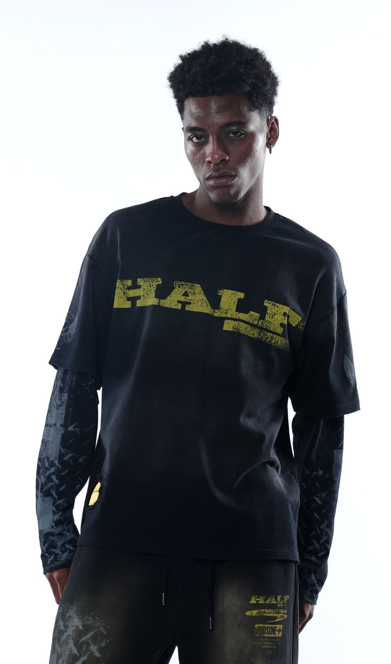 HALF SAVAGE Heavy Washed Double Sleeve Tee