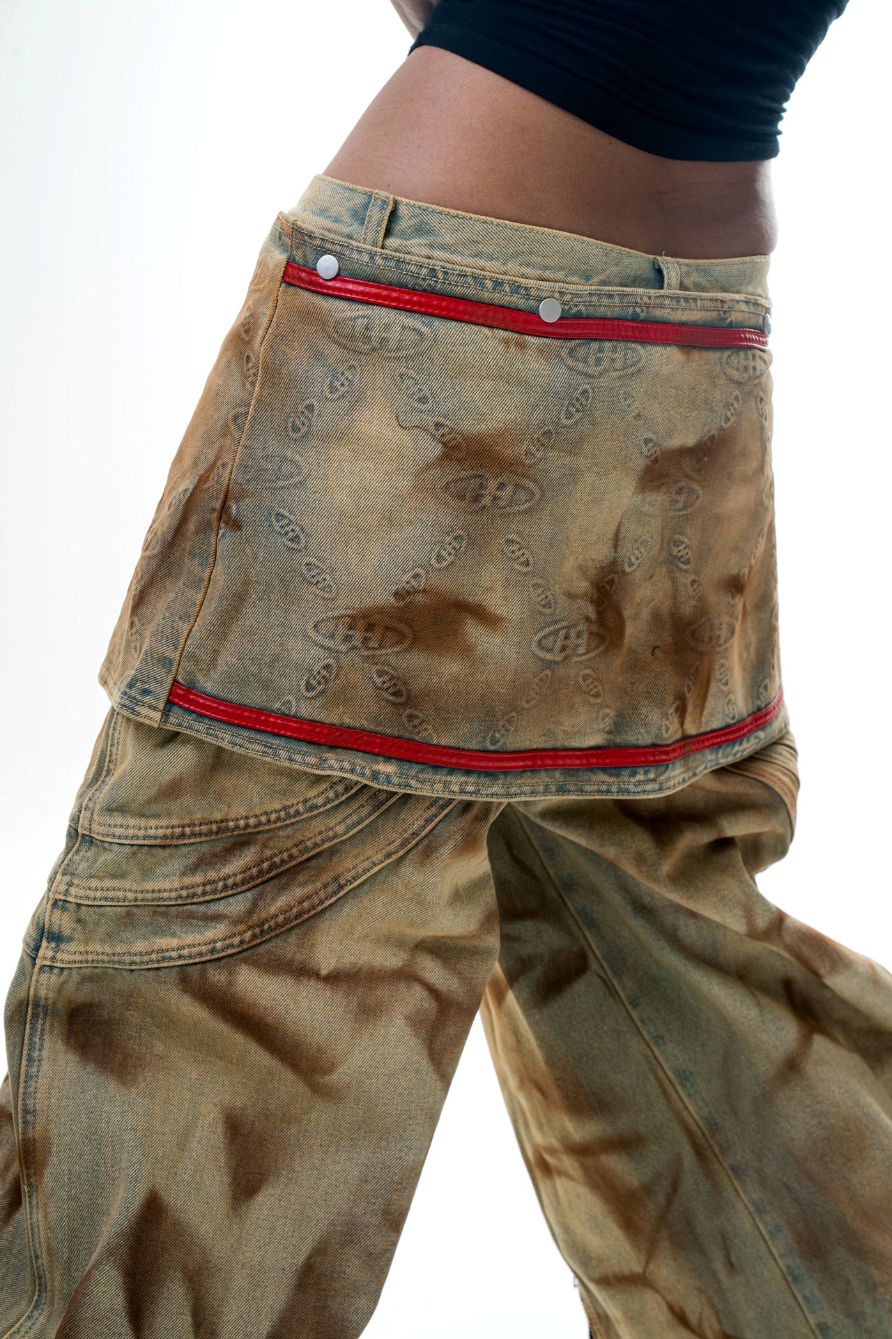 Rusty Skirted Layered Baggy Denim