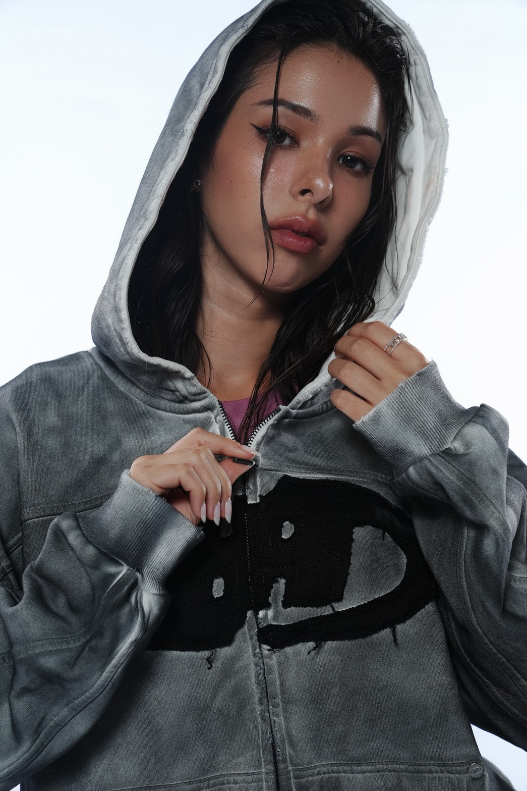Dirty Grey Zip Hoodie