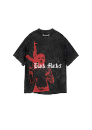 BLACK MARKET T-SHIRT - DISTRESSED BLACK