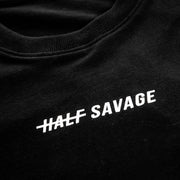 close up of screen half savage logo